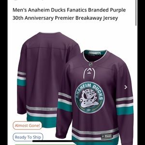 Men's Anaheim Ducks  Purple 30th Anniversary Premier Breakaway Jersey